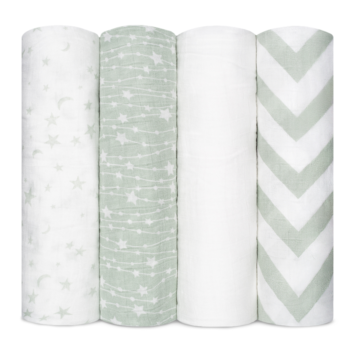 Muslin Swaddle Blankets Neutral Receiving Blanket by Comfy Cubs  (Pacific,Cedar,Sage,Blush), Pack of 4 - Foods Co.