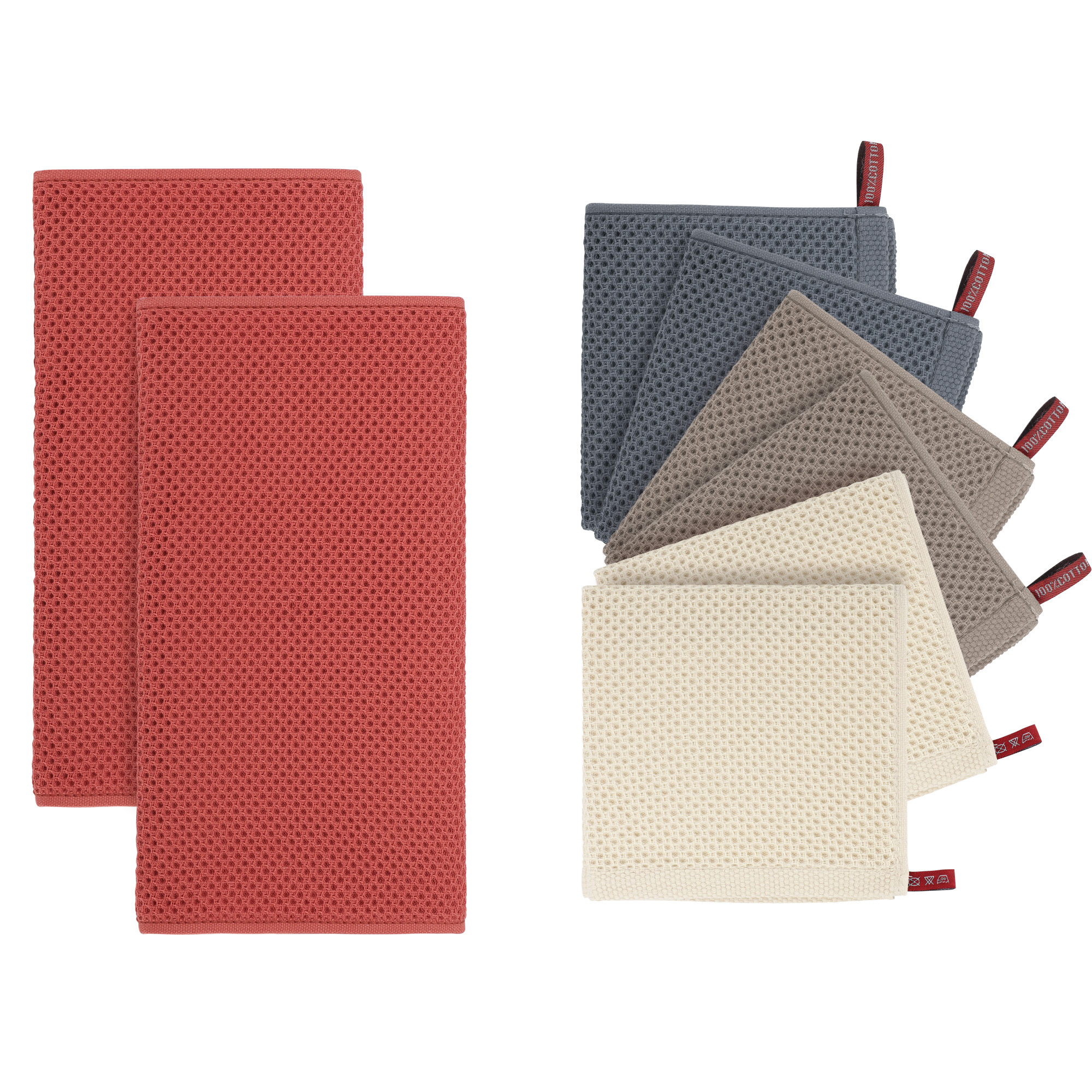 Brick Red, Beige, Brown, Dark Gray