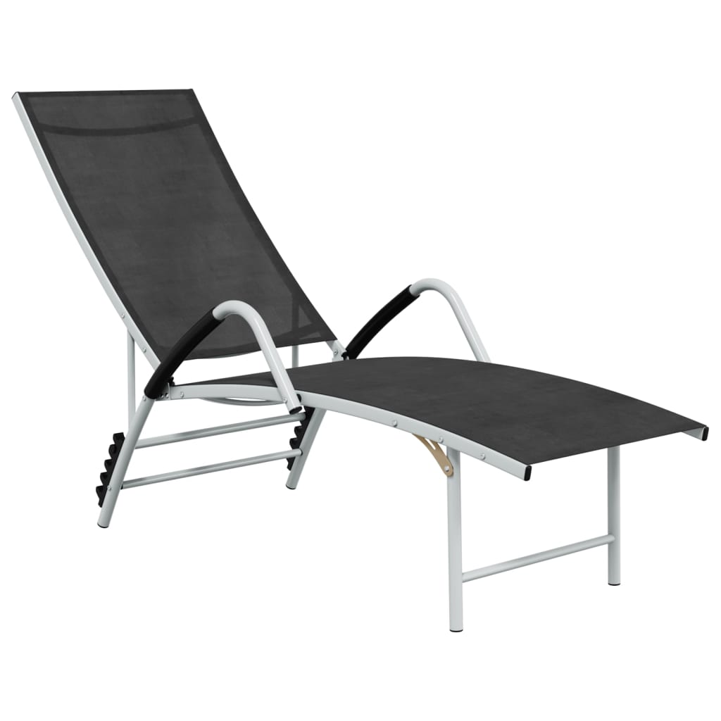 vidaXL Folding Sun Loungers 2 Pcs Textilene Black