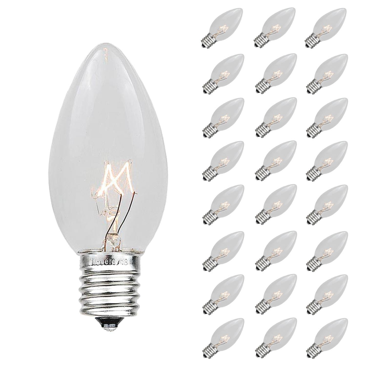 25 Pack C7 LED Plastic Ceramic Outdoor Christmas Replacement Bulbs