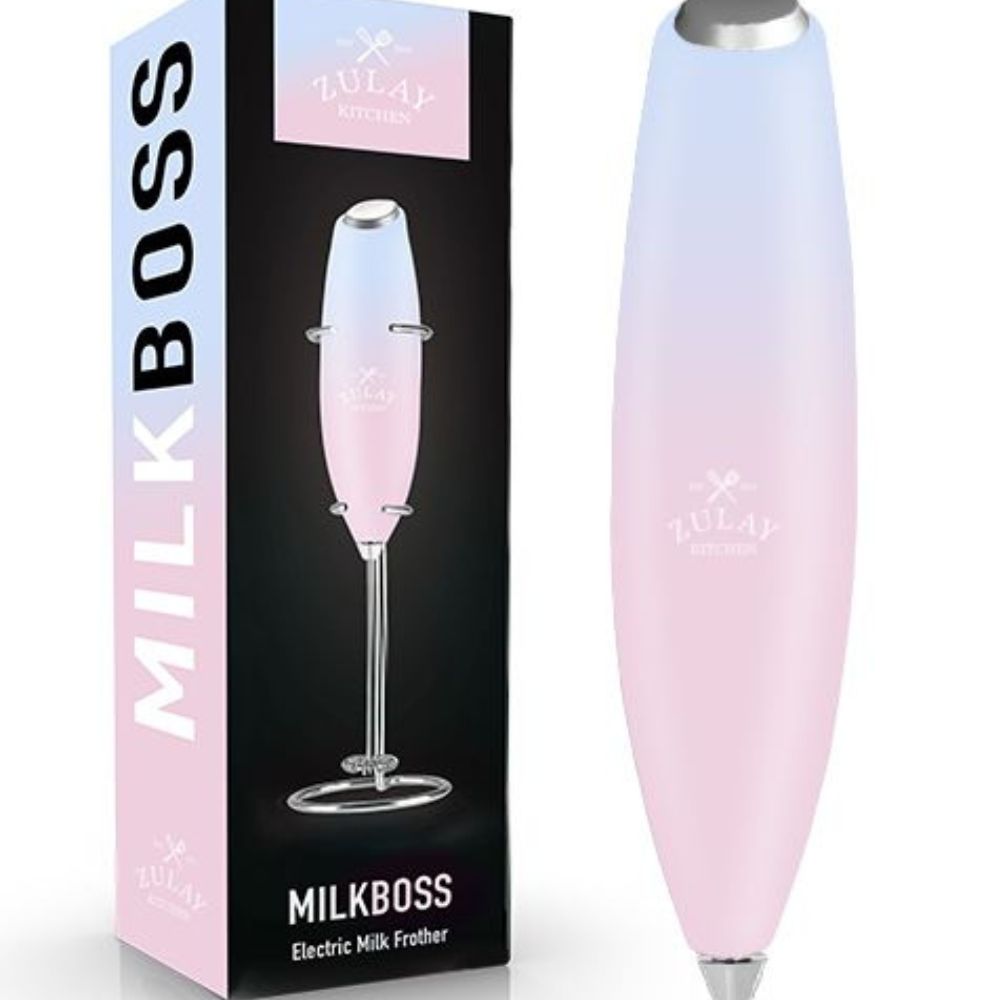 Zulay Kitchen MILK BOSS Milk Frother With Stand Blue Metallic, 1