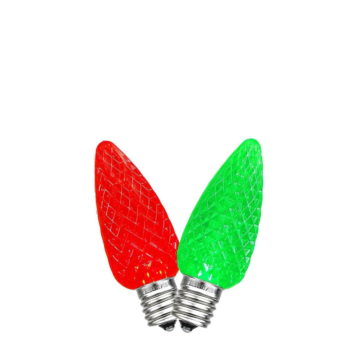 25 Pack C7 LED Outdoor Christmas Replacement Bulbs, Red/Green, C7/E12 ...