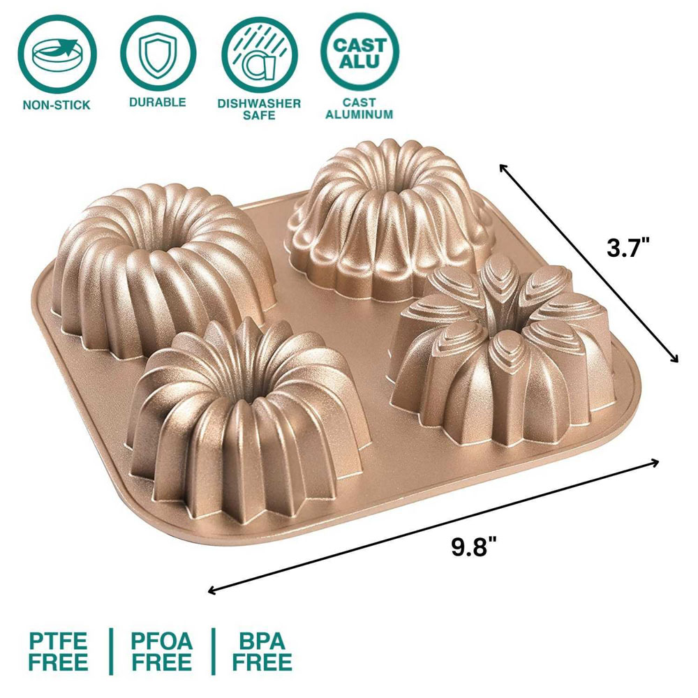 Bundt Cake Pan, Perfect for Bundt Cakes, Die Cast Aluminum, Cake Pan -  (4Mini Loves), 1pc - Fry's Food Stores