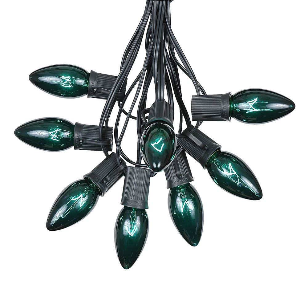 100 Foot C9 Green Christmas Light Set, Hanging Patio String Lights, Black  Wire, 1 Each - Foods Co.