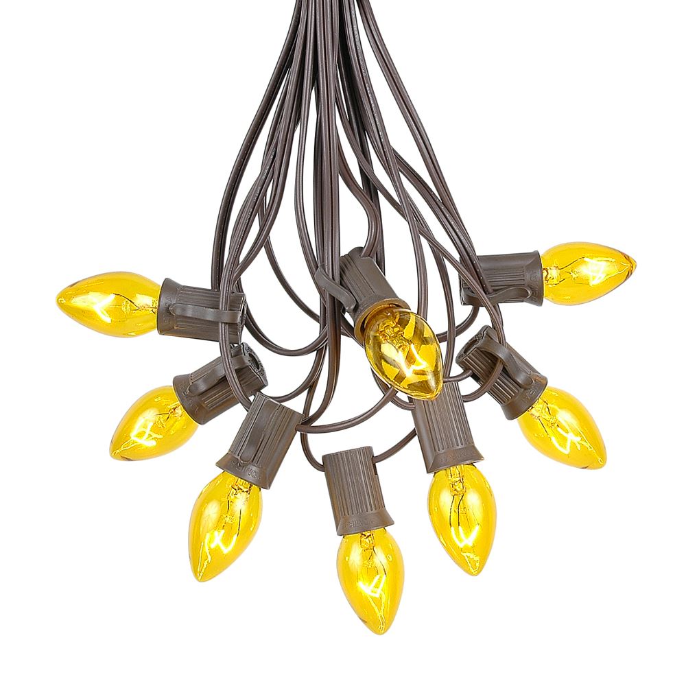 25 Foot C7 Yellow Christmas Light Set, Hanging Patio String Lights, Brown  Wire, 1 Each - Jay C Food Stores