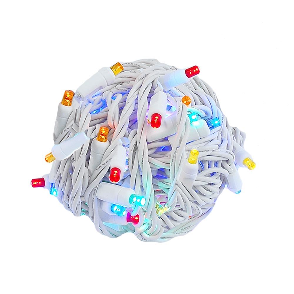 50 LED Battery Operated Lights Pure White on White Wire