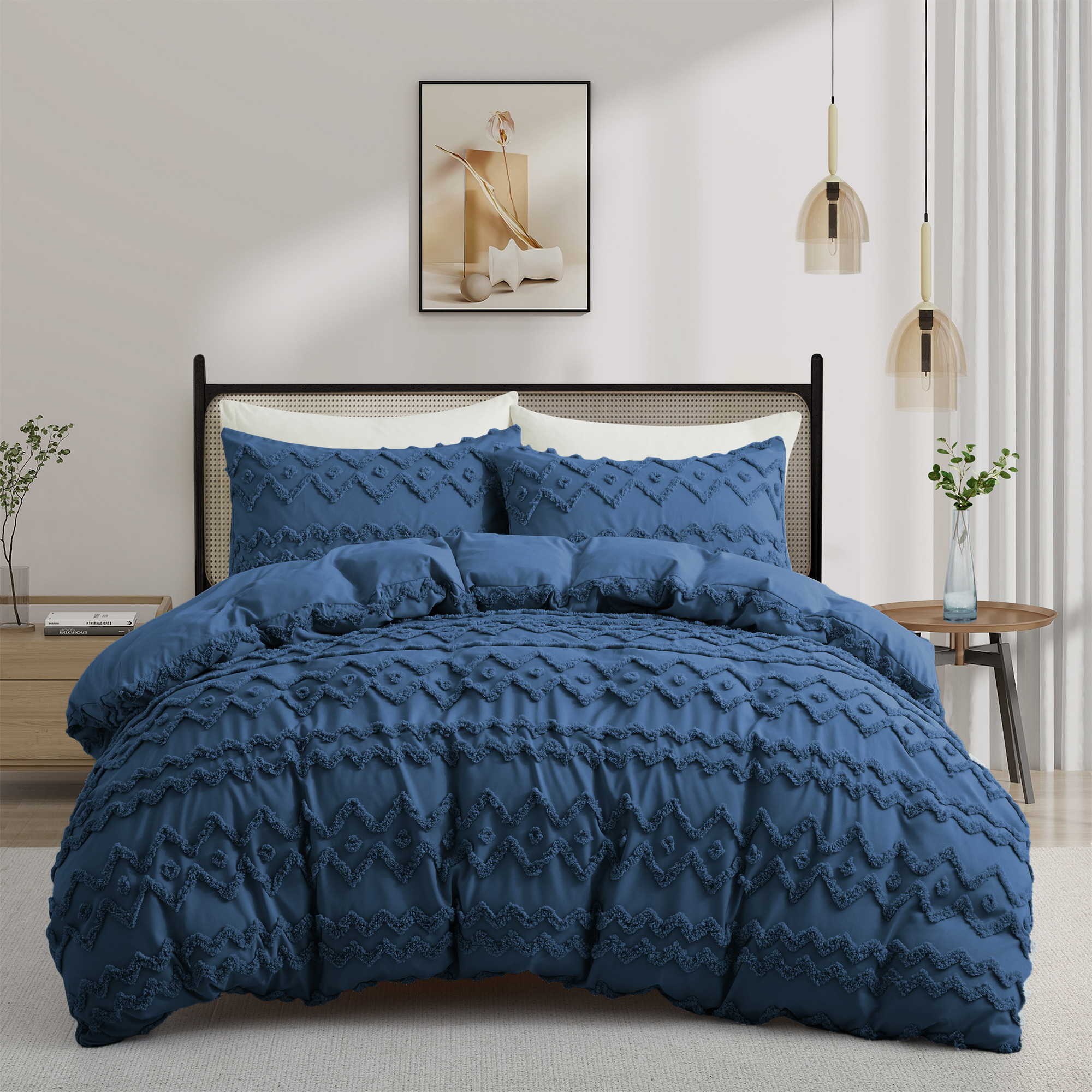 Navy blue king shams hotsell