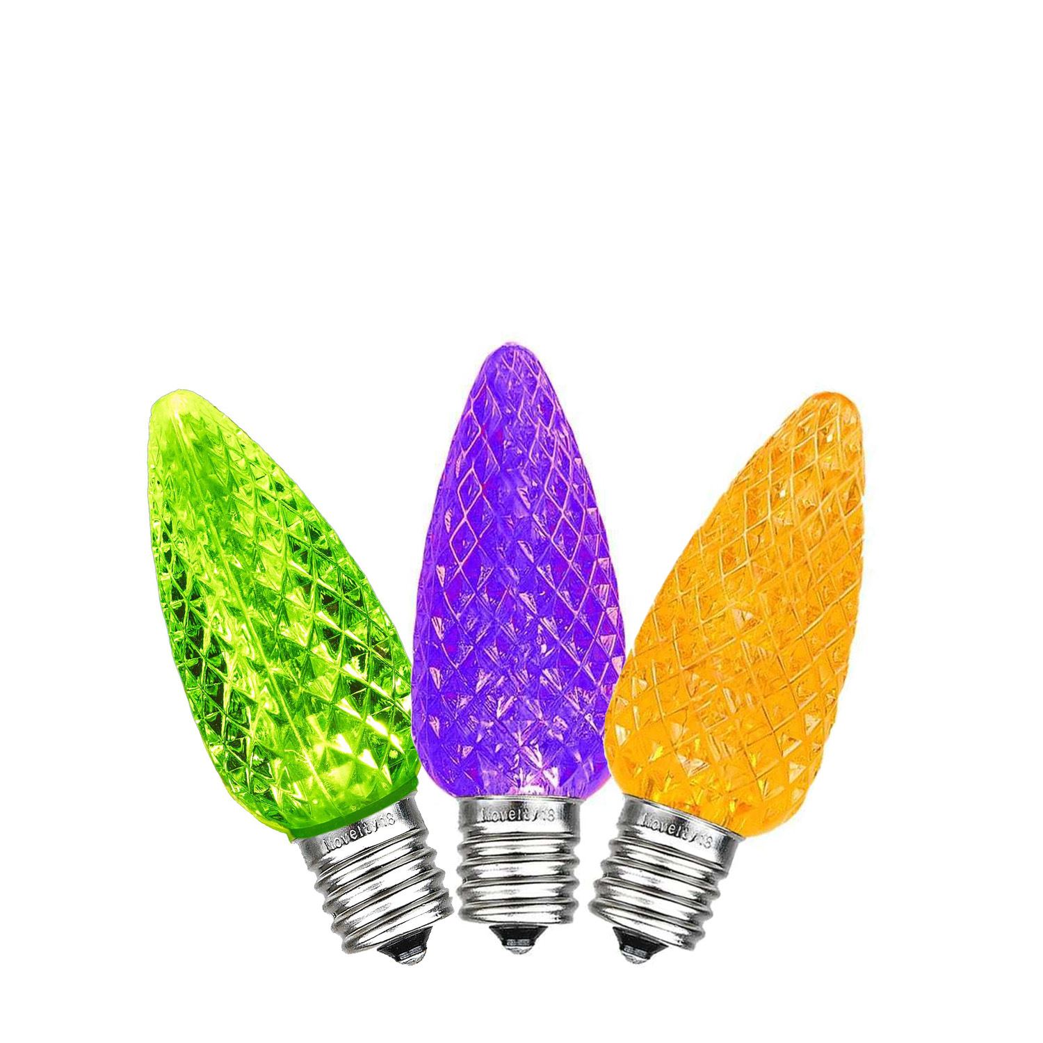 25 Pack C7 LED Outdoor Halloween Replacement Bulbs Lime Green Purple Orange C7 E12 Base 1 Each QFC