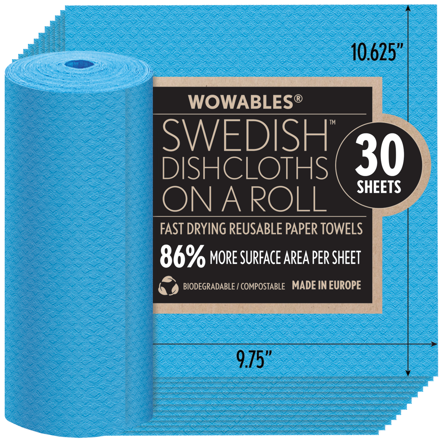 Wowables, Swedish Dish Cloths on a Roll, Reusable & Biodegradable