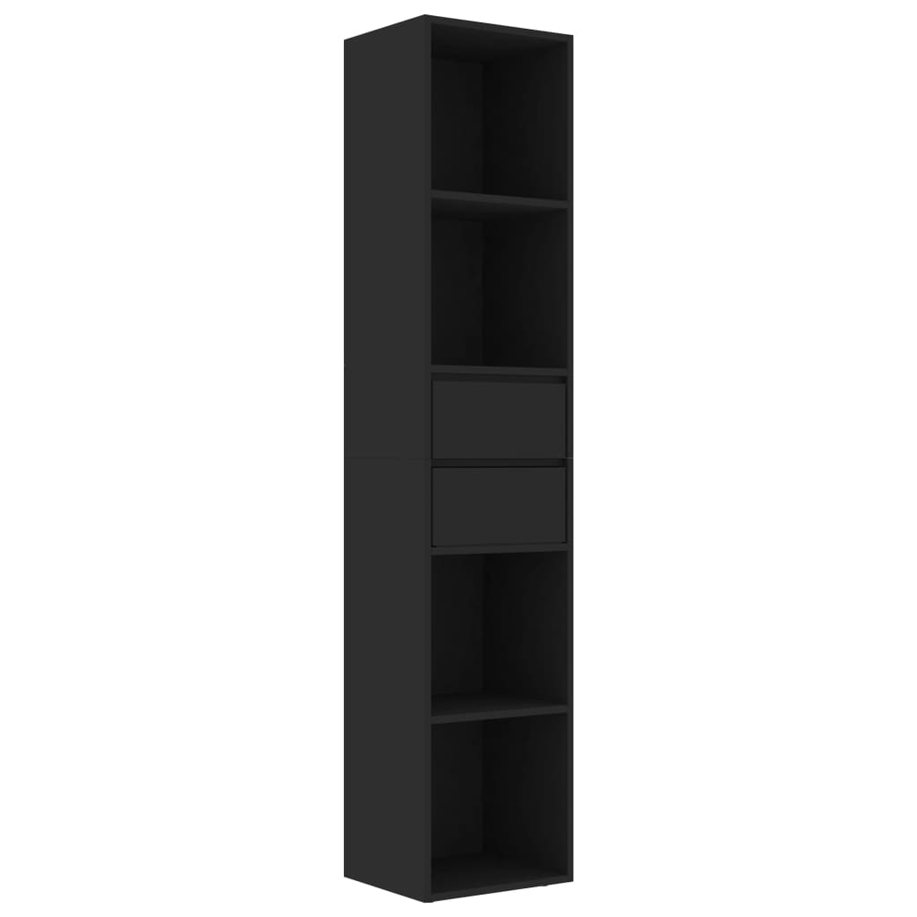 Vidaxl Book Cabinet Black 14.2 X11.8 X67.3 Engineered Wood, 1 Set 14.2 