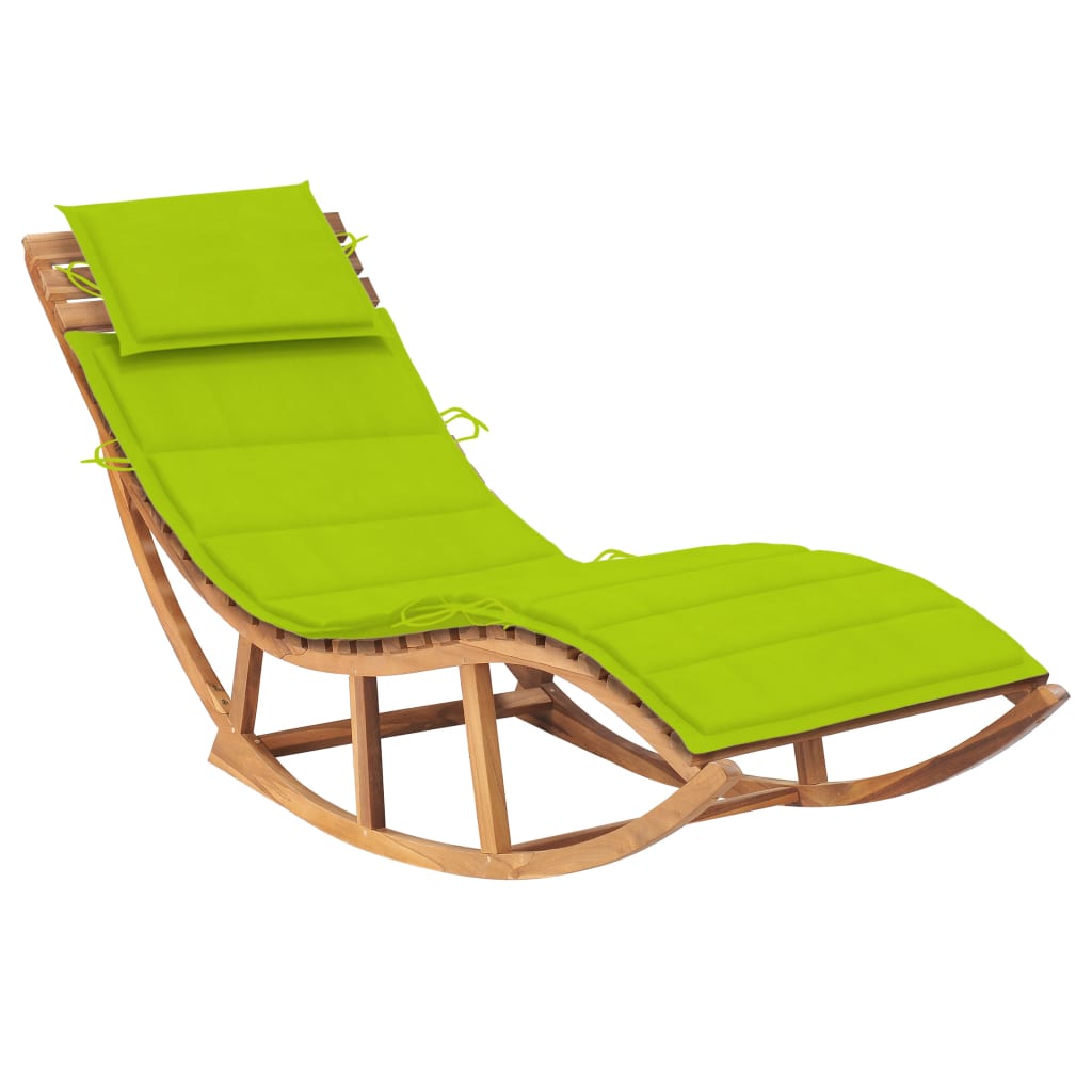 vidaXL Rocking Sun Lounger with Cushion Solid Teak Wood 1 pcs