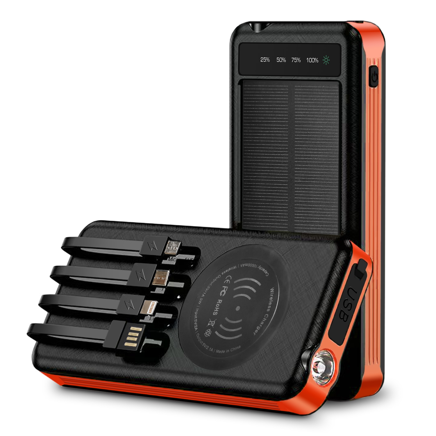 10,000mAh, Dual USB Solar Power Bank