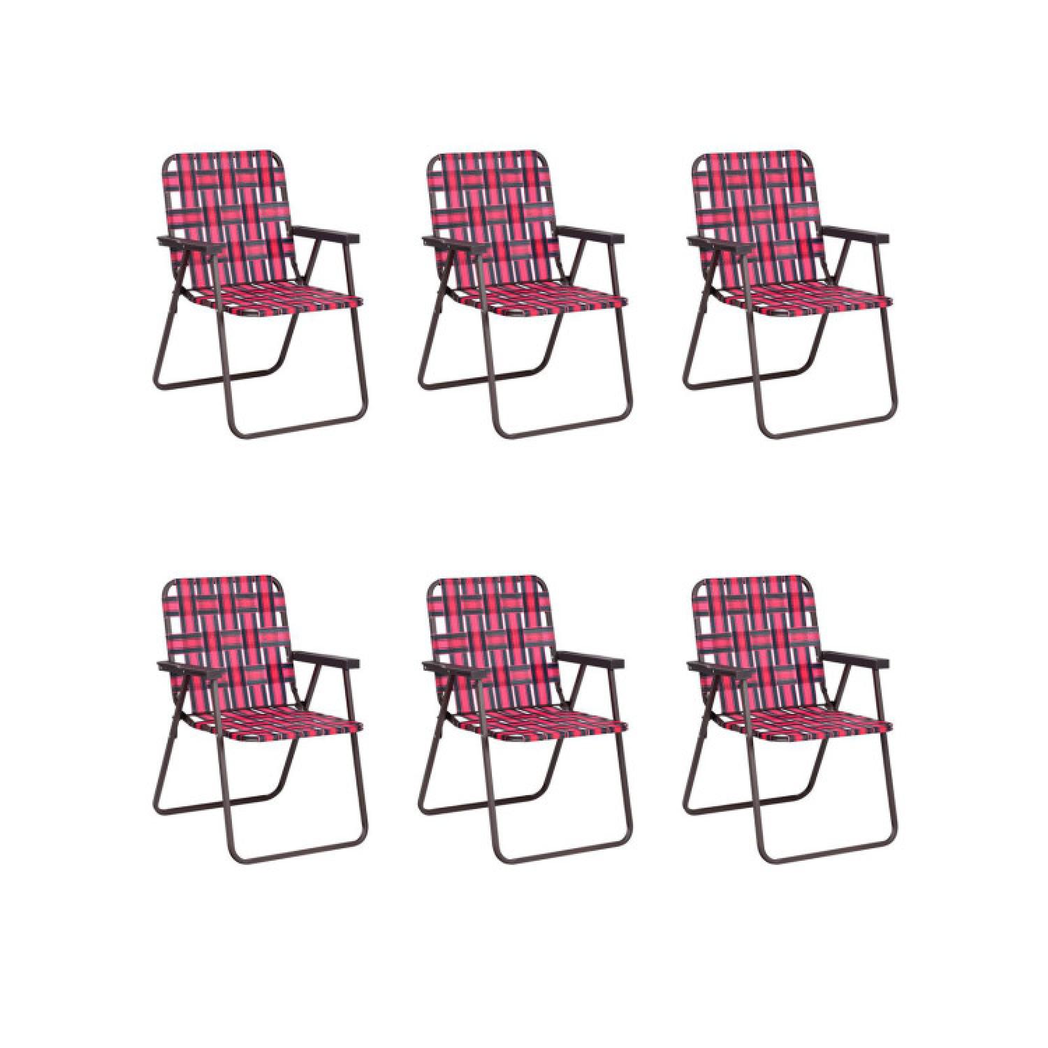 Hivvago 6 Pieces Folding Beach Chair Camping Lawn Webbing Chair Red Set of 6 Mariano s
