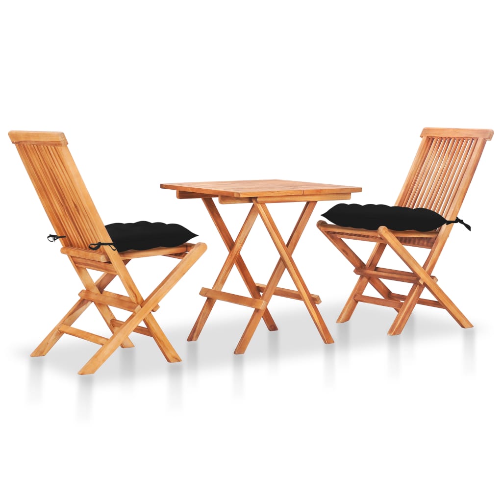 3 piece teak bistro deals set with cushions