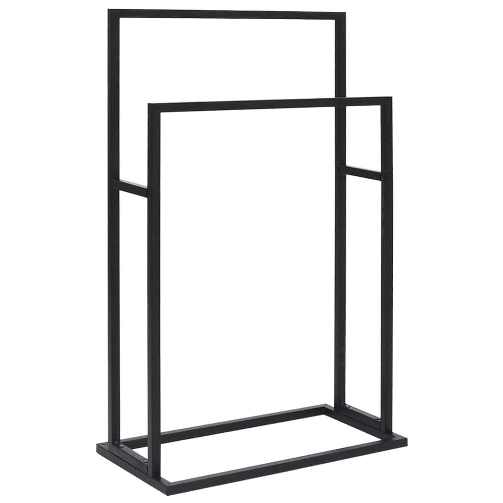 vidaXL Freestanding Towel Rack Black 18.9 x9.4 x30.9 Iron 18.9