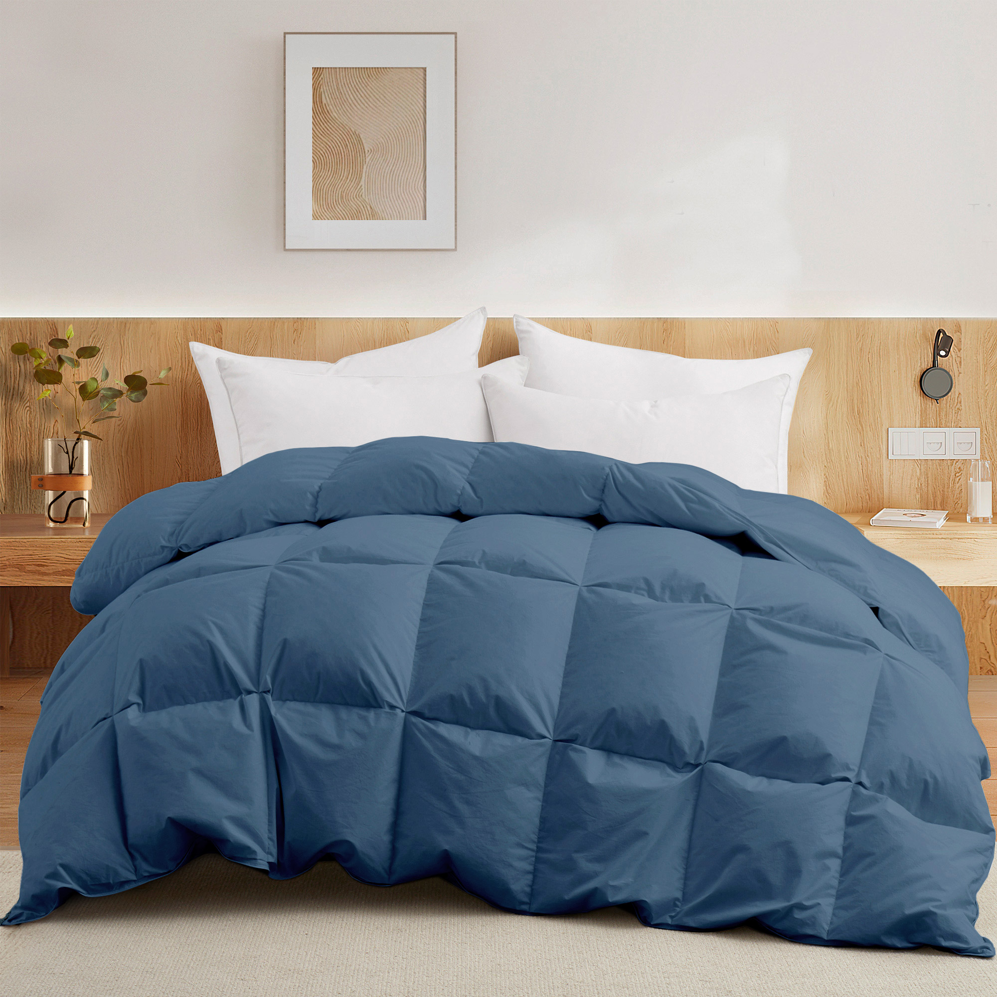 Feather Down Comforter King, Beautiful Pinch Pleat Duvet Insert, 100%  Cotton Fabric, All Season 106 x 90 in. 8933YW4SSA1 - The Home Depot