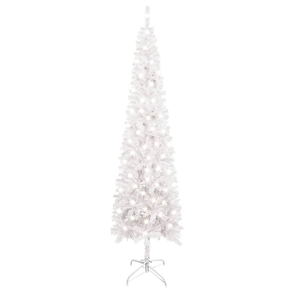 vidaXL Slim Christmas Tree with LEDs White 59.1, 5x1 ft Fred Meyer