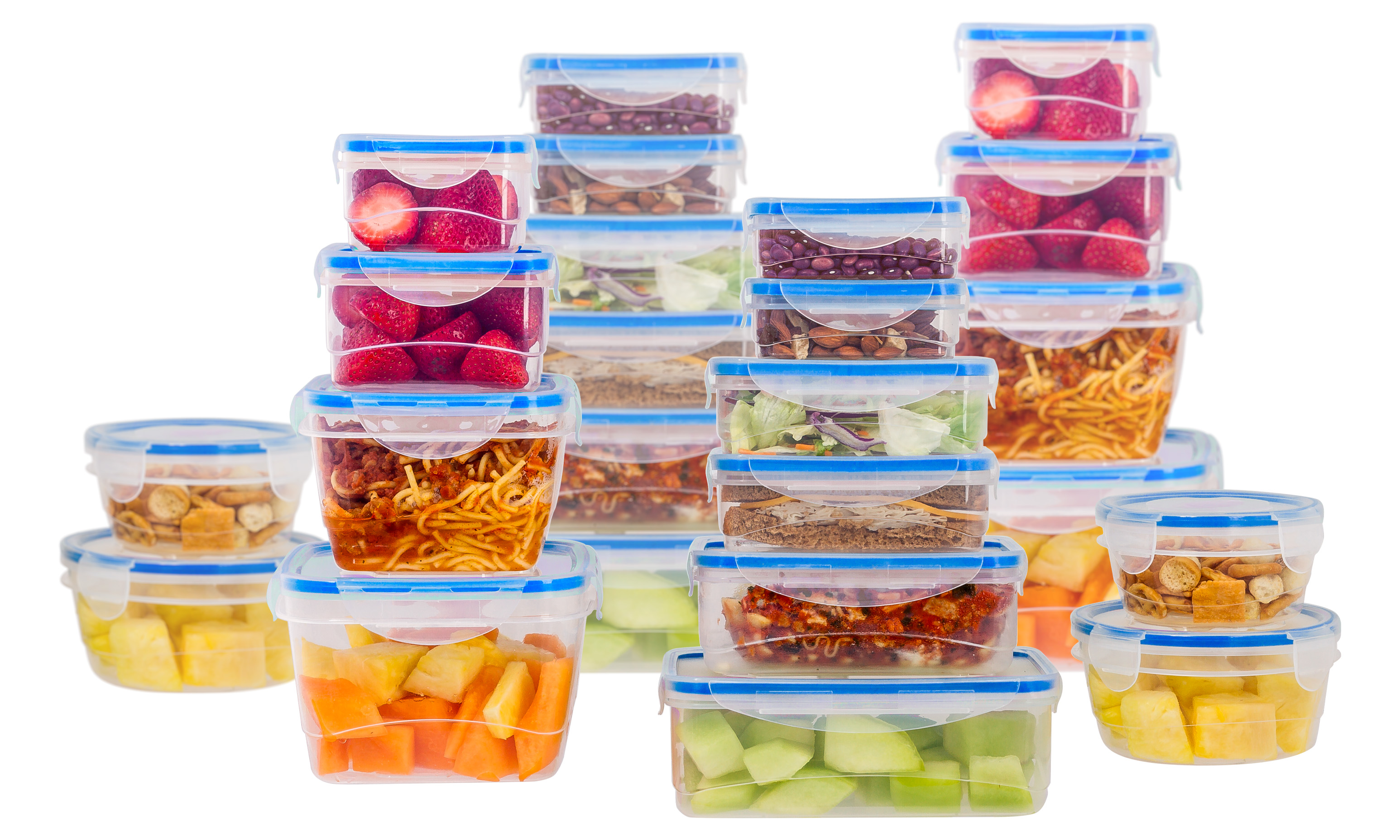 Durable Plastic Food Container Set with Snap Locking Lids, 48 Piece Set in  Blue, 48 PC - Kroger