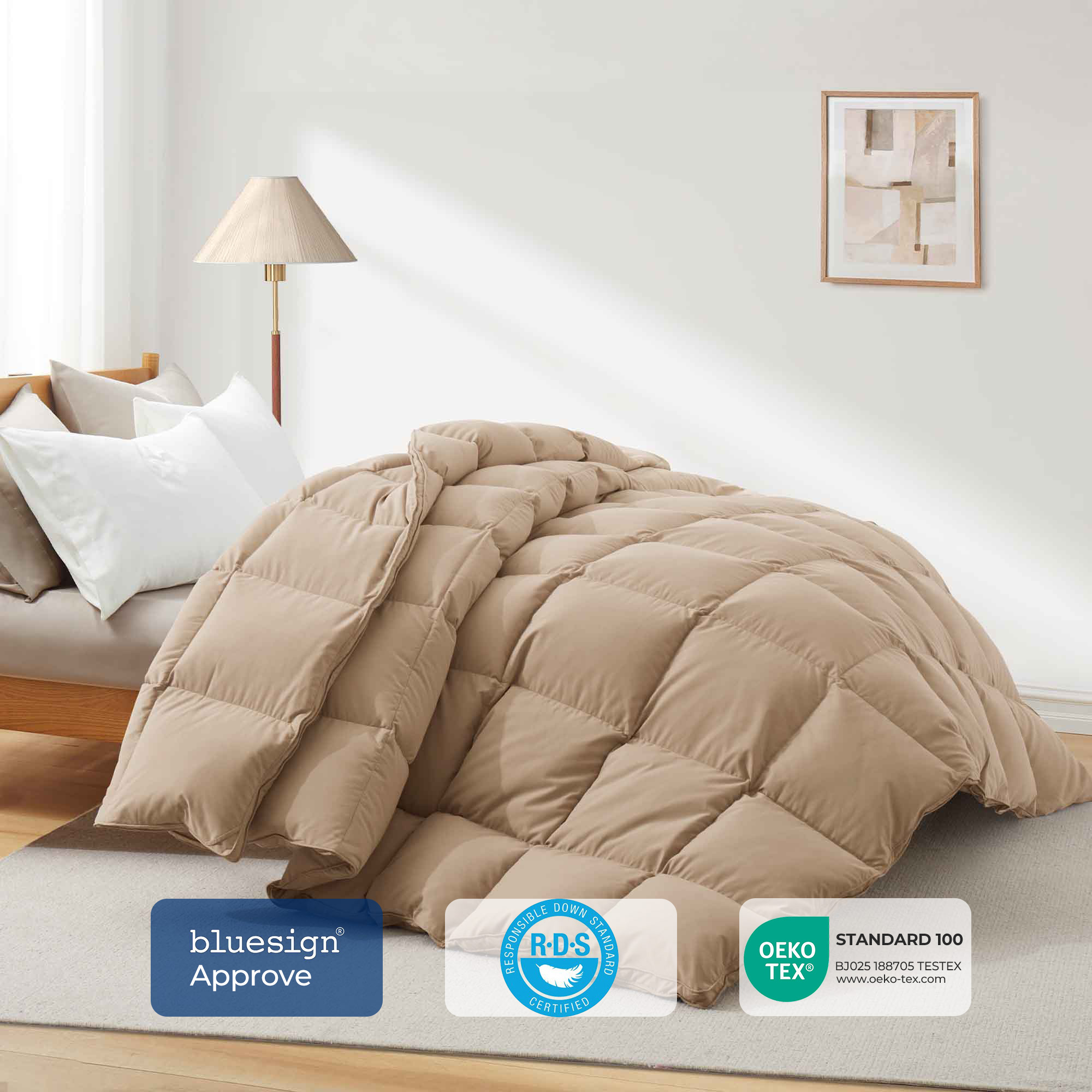 Medium Weight Goose Feather And Down Comforter Ginger Root Twin, Twin