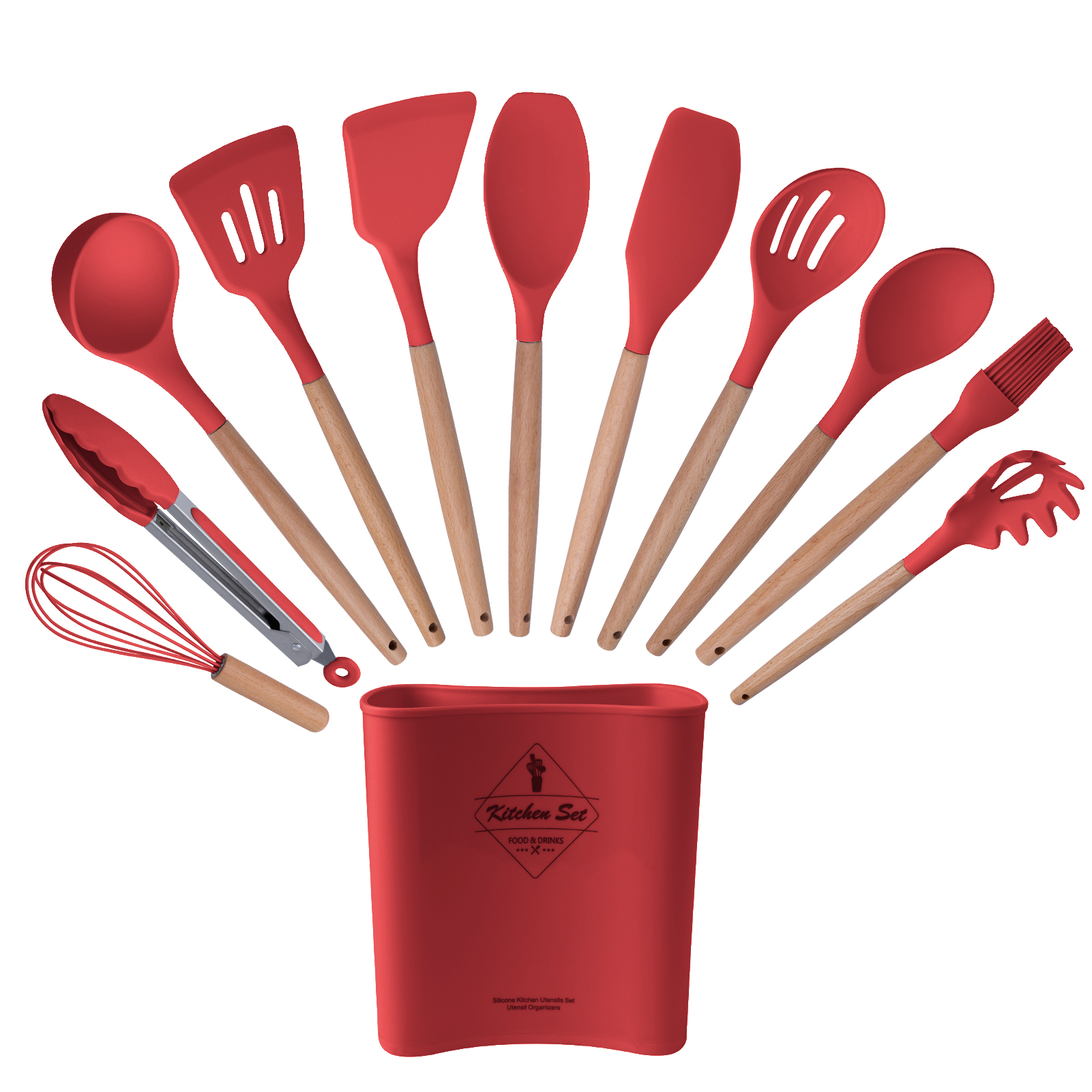 12 Piece Silicone Kitchen Utensils Set Red 1 unit Fred Meyer