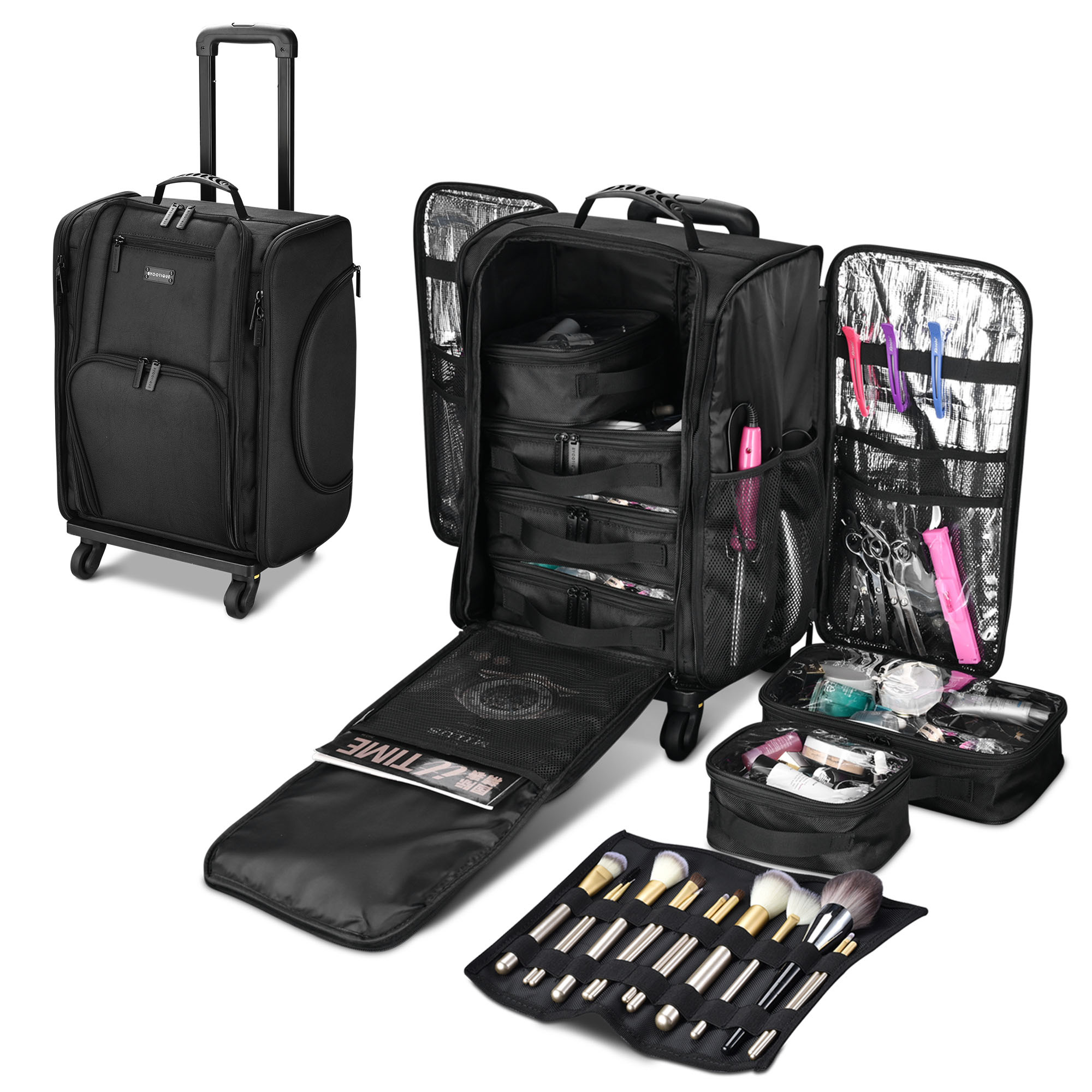 Byootique Rolling Makeup Case with Independent Travel Toiletry Bags Rolling Nylon  Makeup, 1 - Fry's Food Stores