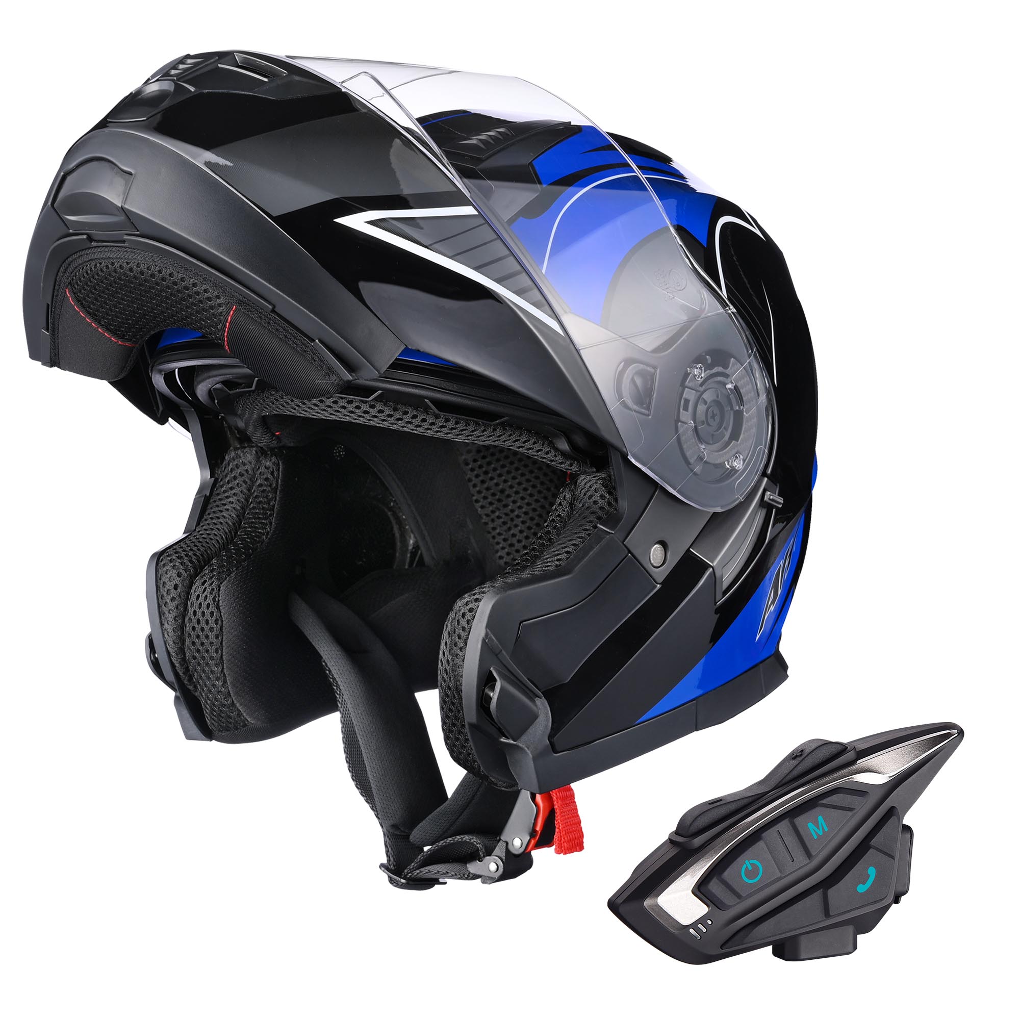 AHR Full Face Bluetooth Motorcycle Helmet DOT Dual Visor Bluetooth