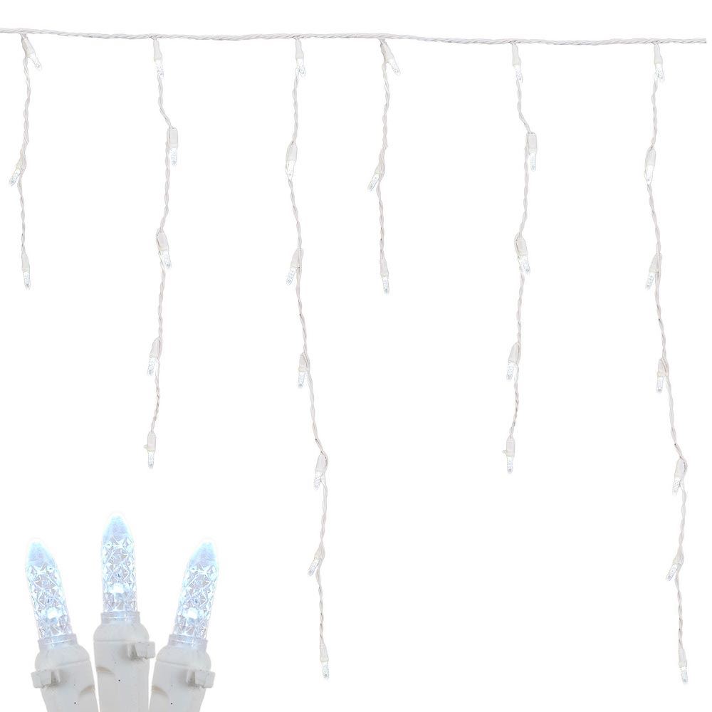 M5 Christmas LED Icicle Light Set, Warm White, White Wire, 15' Long, 150 Light, 1 Each Food 4 Less