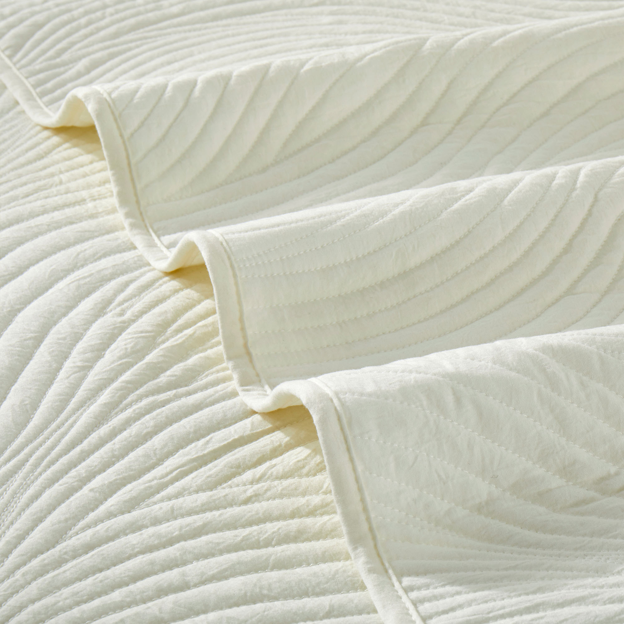 3 Piece Coverlet Set Lightweight Quilt Set With Shams Ivory Twin, Twin