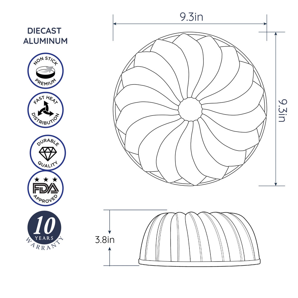 Bundt Cake Pan, Perfect for Bundt Cakes, Die Cast Aluminum, Cake Pan