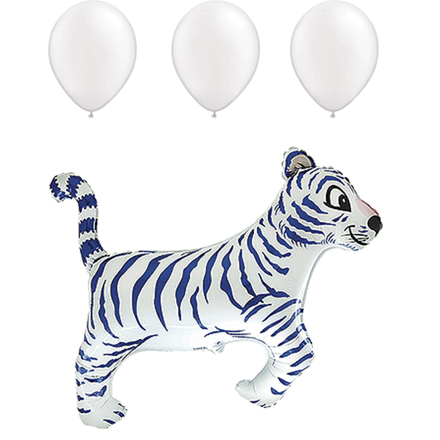 LOONBALLOON Animal Theme Balloons, 36 inch TIGER WHITE, 3 Pearl White ...