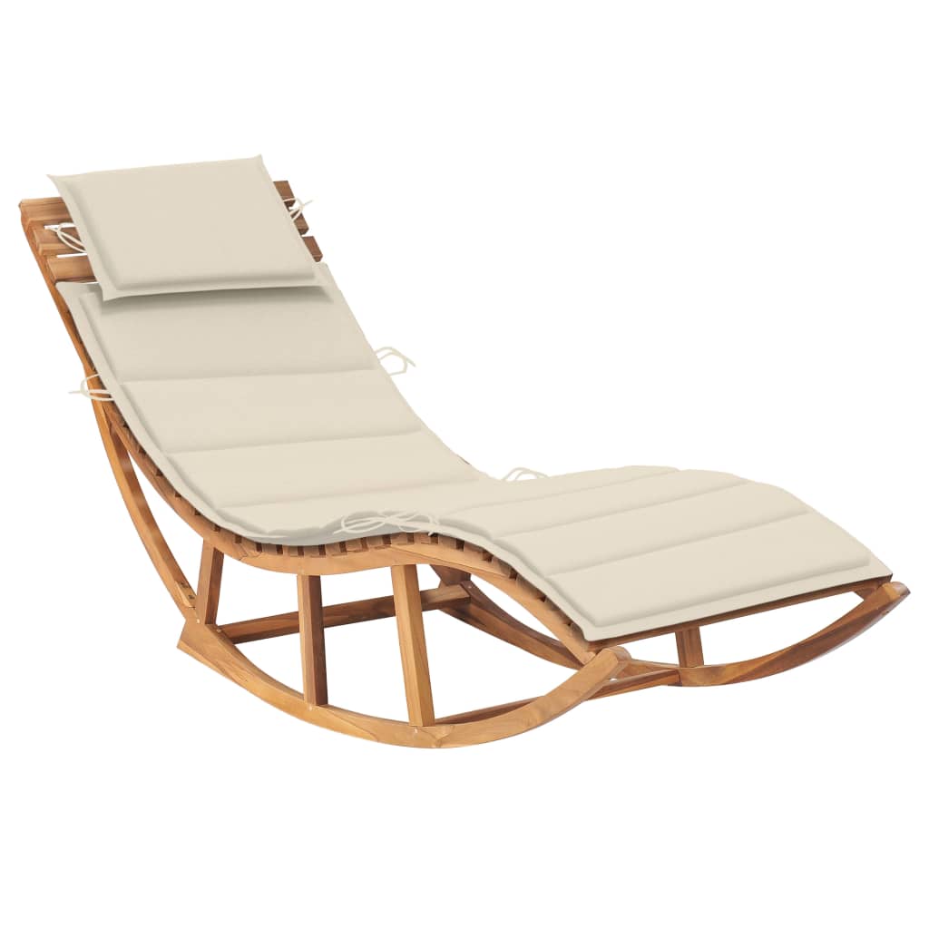 vidaXL Rocking Sun Lounger with Cushion Solid Teak Wood 1 pcs