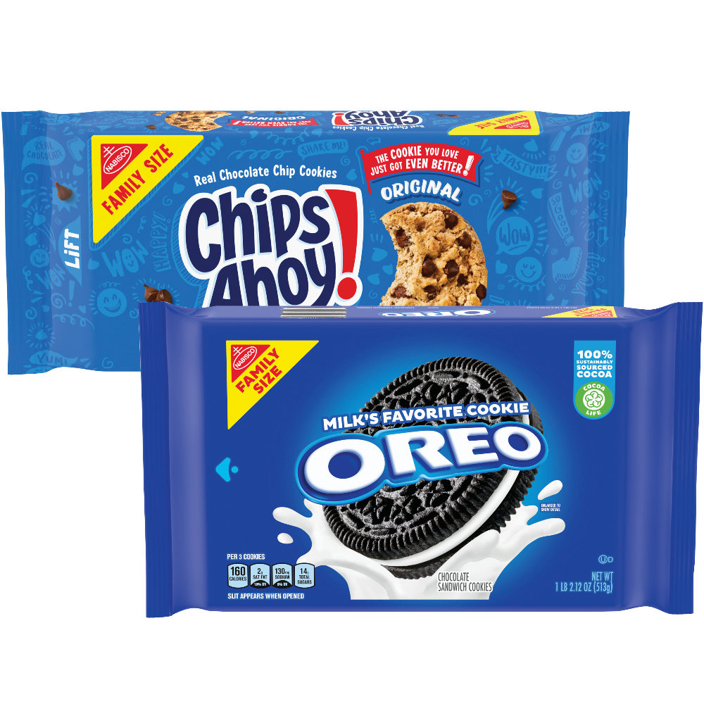 Nabisco Oreo or Chips Ahoy Family Size Cookies